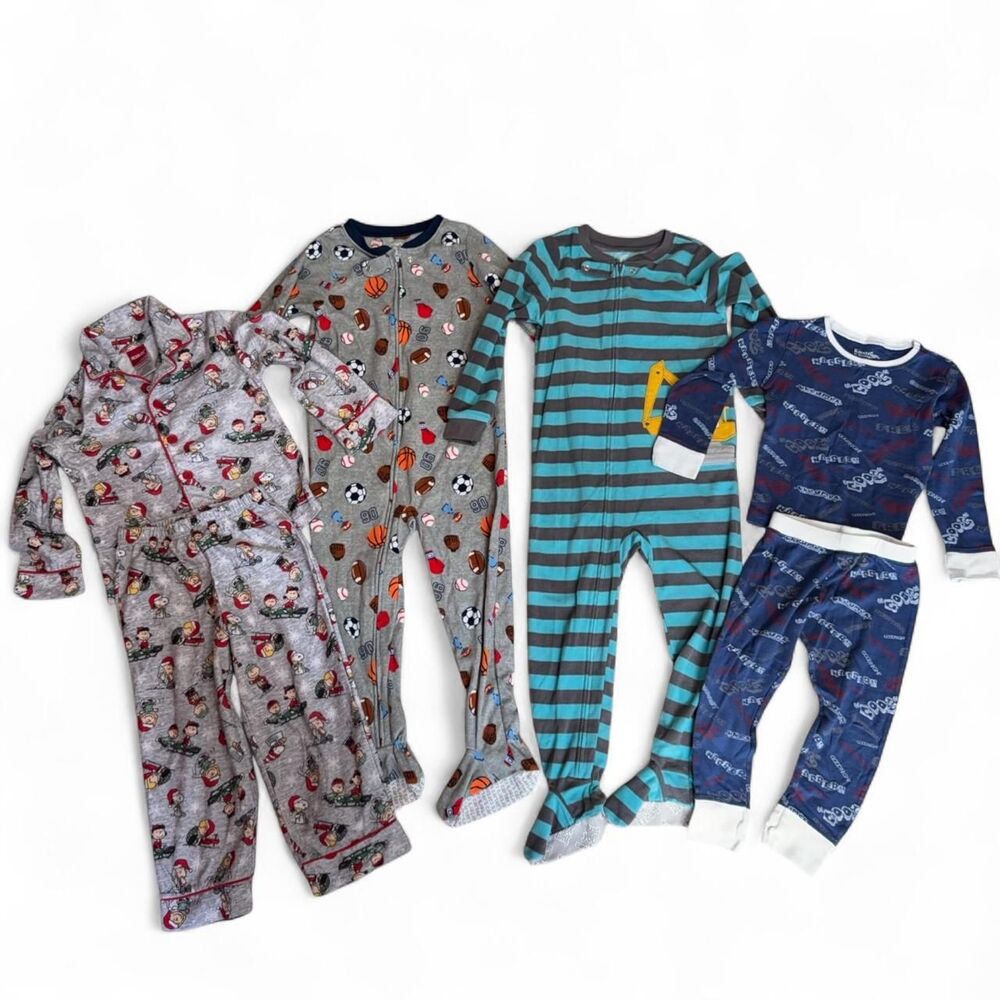 Bundle of 4 kids' pajama sets/sleepers sizes 4/5 and 5T